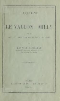 Le Vallon - Milly par Alphonse de Lamartine