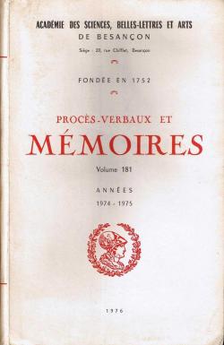 Procs-verbaux et mmoires - Annes 1974-1975 (t. 181) par Acadmie des Sciences belles-lettres et arts
