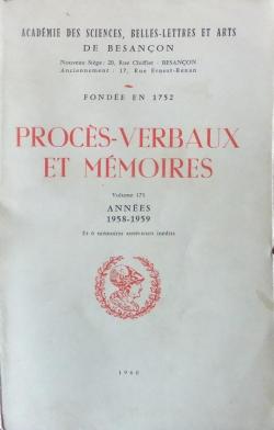 Procs-verbaux et mmoires - Annes 1958-1959 (173) par Acadmie des Sciences belles-lettres et arts