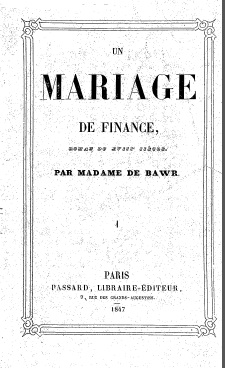 Un mariage de finance par Alexandrine-Sophie de Bawr
