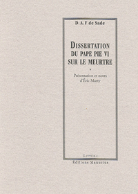 Dissertation du Pape Pie VI sur le meurtre par Marquis de Sade