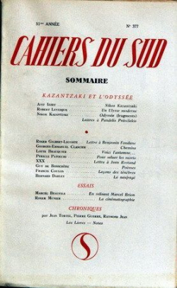 Cahiers du Sud N377 Kazantzaki et l'Odysse par Revue Les Cahiers du Sud