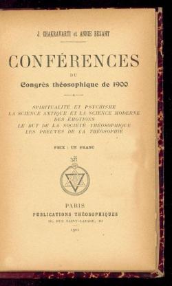 Confrences du congrs thosophique de 1900 par Annie Besant