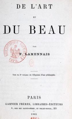 De l'Art et du Beau par Hugues-Flicit Robert de Lamennais