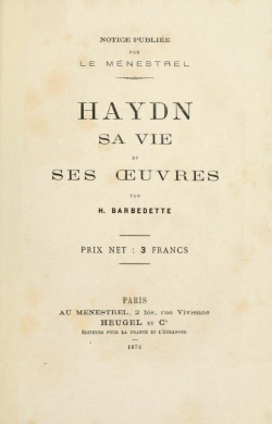 Haydn : Sa Vie et ses Oeuvres par Hippolyte Barbedette