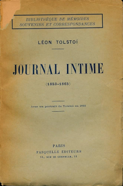 Journal intime de Tolsto (1853-1865) par Lon Tolsto