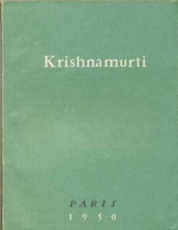 Krishnamurti Paris 1950 par Jiddu Krishnamurti