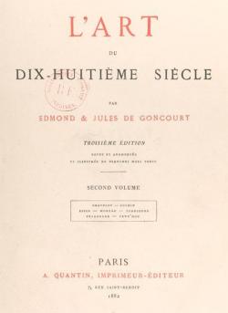 L'Art du Dix-Huitime Sicle, tome 2 : Gravelot, Cochin, Eisen, Debucourt, Fragonard, Prud'hom par Edmond de Goncourt