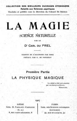 La magie, science naturelle, tome 1 : La physique magique par Carl Du Prel