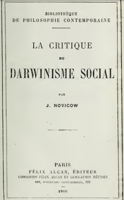 La critique du Darwinisme social par Jacques Novicow
