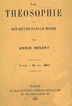 La thosophie et son oeuvre dans le monde par Annie Besant