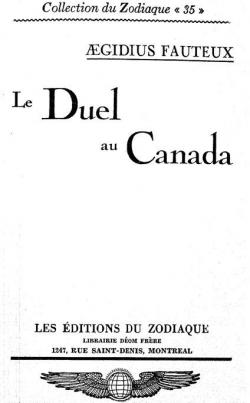 Le duel au Canada par Aegidius Fauteux