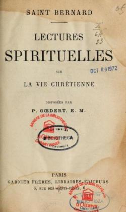 Lectures spirituelles sur la vie chrtienne par Bernard de Clairvaux