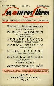 Les oeuvres libres n79 dc 1952 par Henry de Montherlant