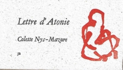 Lettre d'Atonie par Colette Nys-Mazure