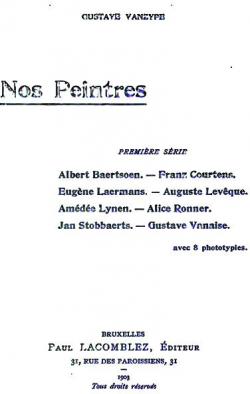 Nos peintres, tome 1 par Gustave Vanzype