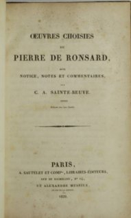 Oeuvres choisies  par Pierre de Ronsard