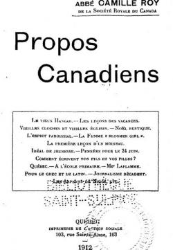 Propos Canadiens par Camille Roy (IV)