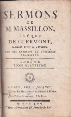 Sermons de M. Massillon, vque de Clermont,  Carme, tome quatrime, 1770 par Jean-Baptiste Massillon