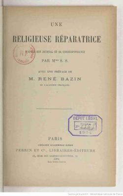 Une religieuse rparatrice par Ren Bazin