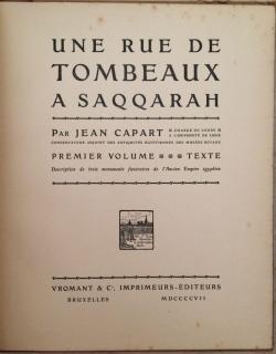 Une rue de tombeaux  Saqqarah -  Volume 1 par Jean Capart