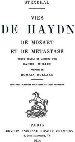 Vies de Haydn, de Mozart et de Mtastase par  Stendhal