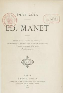 d. Manet : tude biographique et critique par mile Zola