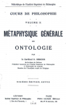 Courrs de Philosophie vol 2 Mtaphysique gnrale; ou, Ontologie par 