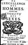 De l'excellence des hommes contre l'galit des sexes par Poullain de La Barre