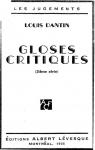 Gloses critiques   - Les Jugements  2ime Srie par Dantin