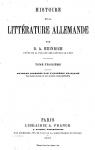 Histoire de la Littrature Allemande - Tome III par Heinrich