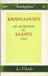 Les Entretiens de Saanen : 1963 par Krishnamurti