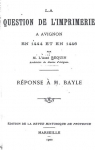 La question de l'imprimerie à Avignon en 1444 et en 1446 par Requin