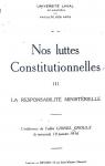 Nos luttes constitutionnelles, tome 3 : La responsabilit ministrielle par Groulx