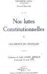 Nos luttes constitutionnelles, tome 5 : Les droits du franais par Groulx