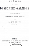 Posies de Madame Desbordes-Valmore par Sainte-Beuve