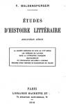 Etudes d'histoire littraire, tome 2 par Baldensperger