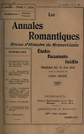 Les Annales Romantiques (Revue d'Histoire du Romantisme), tome 5 : Cinquime Anne par Sch