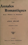 Les Annales Romantiques (Revue d'Histoire du Romantisme), tome 1 : Premire Anne par Sch