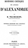Histoire critique de l'cole d'Alexandrie, tome 2 par Vacherot
