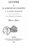 Lettre de M.Alphonse De Lamartine  M.Casimir Delavigne par Lamartine