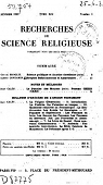 Recherches de science religieuse.Tome XIX.Anne 1929 par Recherches de science religieuse