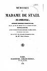 Mémoires de Madame de Stael (Dix années d'éxil) par Staël