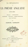 La Renaissance de la poésie anglaise 1798-1889 par Sarrazin