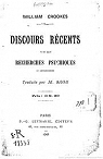 William Crookes. Discours récents sur les recherches psychiques, traduits par M. Sage par Crookes