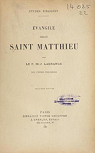 vangile selon saint Matthieu : Par le P. M.-J. Marie-Joseph Lagrange,... 8e dition par Lagrange